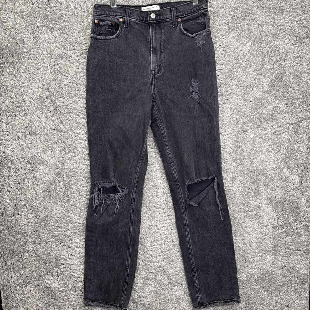 Abercrombie & Fitch  The 90s Straight Ultra High Rise Jeans 8 Long Distressed